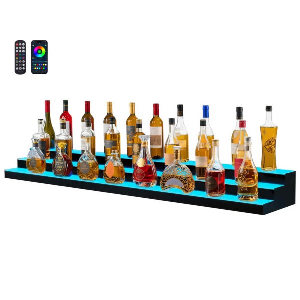 Estante de bar VEVOR OK-3-70 exhibición de licores luz LED 3 niveles 178 cm control remoto RF 7 colores estáticos