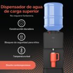 Dispensador de agua enfriador Brio CLTL130 carga superior para garrafón de 3 y 5 galones agua caliente y fría seguro par