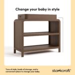 Storkcraft Cambiador Santos (Hazelnut) – Cambiador de bebé certificado GREENGUARD Gold, cambiador de madera maciza para