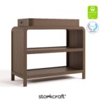 Storkcraft Cambiador Santos (Hazelnut) – Cambiador de bebé certificado GREENGUARD Gold, cambiador de madera maciza para