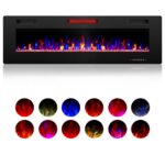 Chimenea Eléctrica ZAFRO RFH-6001LC 60 Pulgadas Empotrada o Muro Ultradelgada Silenciosa Llama LED 12 Colores Ajustables