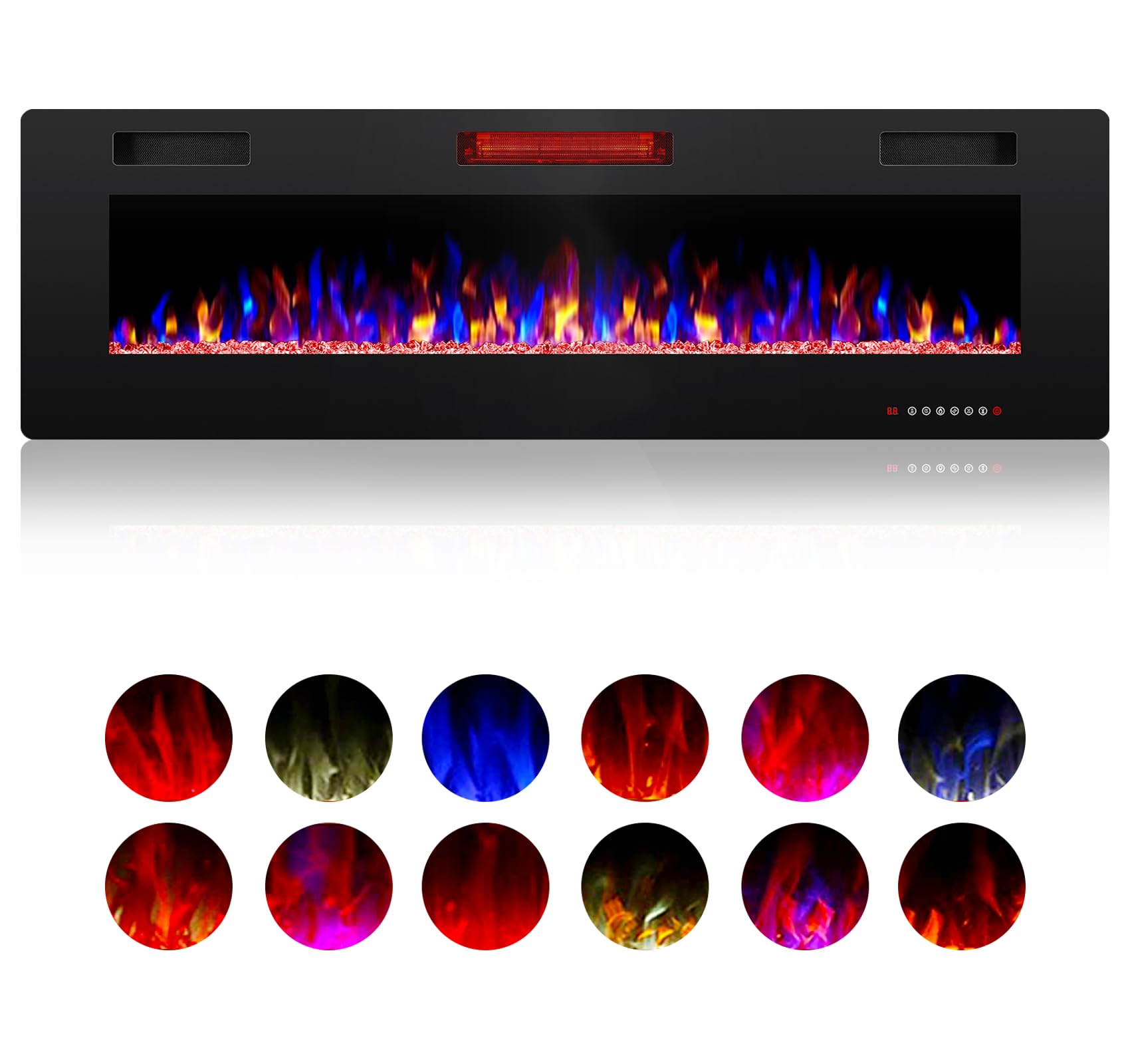 Version 1.0.0 Chimenea Eléctrica ZAFRO RFH-6001LC 60 Pulgadas Empotrada o Muro Ultradelgada Silenciosa Llama LED 12 Colores Ajustables