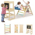 Olakids Pikler - Juego de triángulos 8 en 1, juguetes de escalada para niños pequeños, patio de recreo de madera plegabl