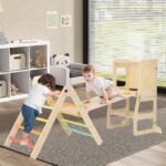 Olakids Pikler - Juego de triángulos 8 en 1, juguetes de escalada para niños pequeños, patio de recreo de madera plegabl
