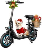 AWWSCOOTER C1 Scooter eléctrico con asiento para adultos, plegable para viajes diarios con cesta para comestibles, masco