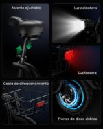 AWWSCOOTER C1 Scooter eléctrico con asiento para adultos, plegable para viajes diarios con cesta para comestibles, masco
