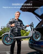 AWWSCOOTER C1 Scooter eléctrico con asiento para adultos, plegable para viajes diarios con cesta para comestibles, masco