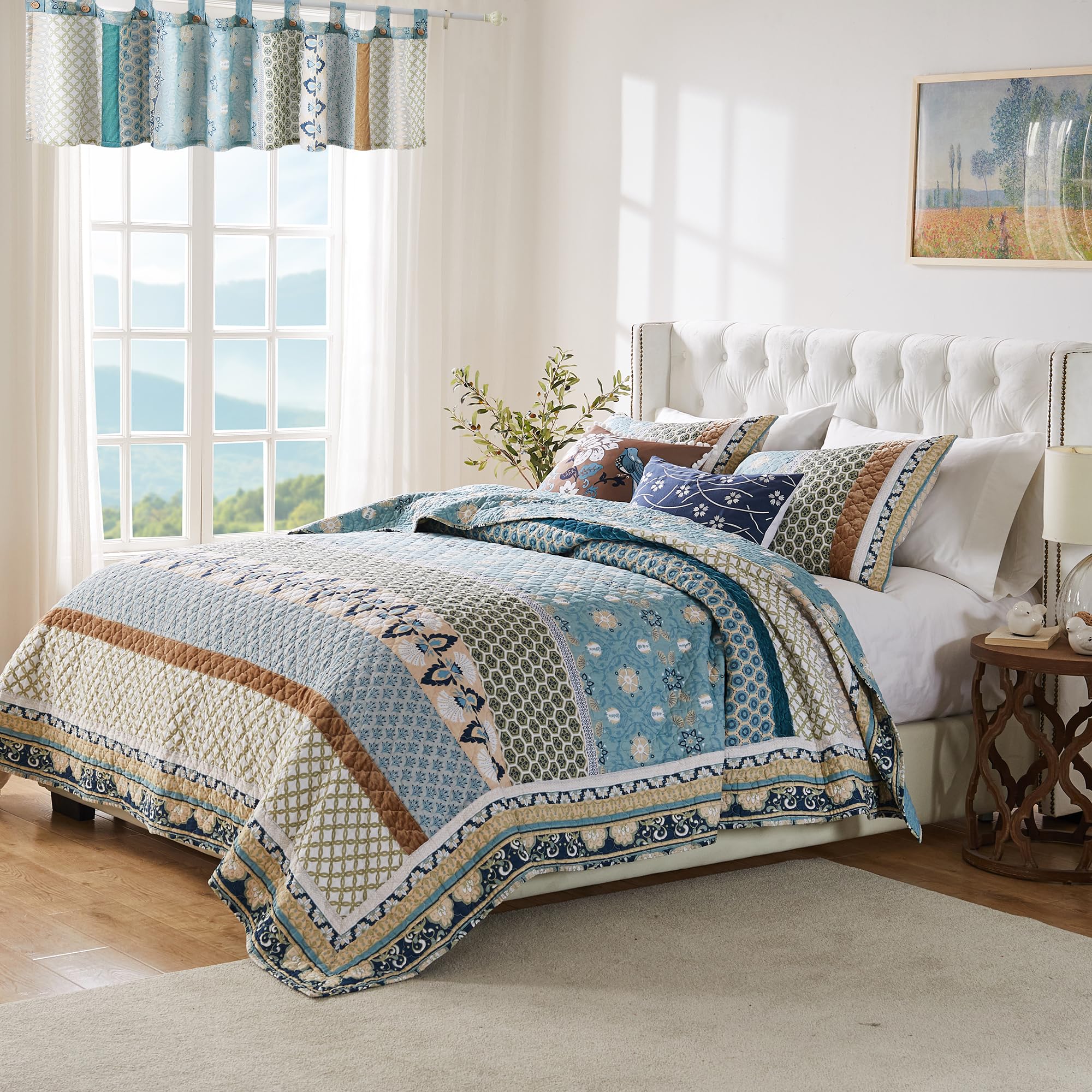 Version 1.0.0 Juego de ropa de cama acolchada 4 piezas Greenland Home Fashions GL-2312B4PKV Thalia King Cal King azul
