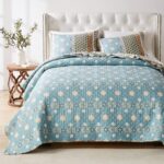 Juego de ropa de cama acolchada 4 piezas Greenland Home Fashions GL-2312B4PKV Thalia King Cal King azul