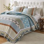 Juego de ropa de cama acolchada 4 piezas Greenland Home Fashions GL-2312B4PKV Thalia King Cal King azul