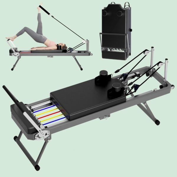 KEIKI Máquina reformadora de pilates, cama plegable para entrenamiento de gimnasio en casa, equipo de estudio de yoga mu