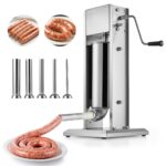 VEVOR Relleno manual de salchichas, relleno vertical de carne de 11 libras / 5 L, máquina de llenado de carne de doble v