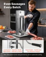 VEVOR Relleno manual de salchichas, relleno vertical de carne de 11 libras / 5 L, máquina de llenado de carne de doble v