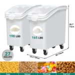 Contenedor de almacenamiento de alimentos a granel YITAHOME MAYIHpDRWn 27 galones con ruedas taza medidora y cuchara par