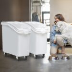 Contenedor de almacenamiento de alimentos a granel YITAHOME MAYIHpDRWn 27 galones con ruedas taza medidora y cuchara par