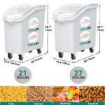Recipientes comerciales para arroz YITAHOME MAYIHnTMMj juego de 2 piezas con ruedas tapa taza y cucharada almacenamiento