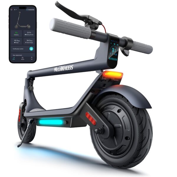 MEGAWHEELS Electric Scooter,Electric Scooter Adults Teens,10in Pneumatic Tires,350/500/600W Motor,19/31 Miles Range,15.5
