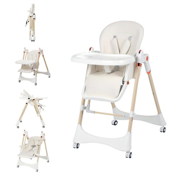 Silla alta convertible 6 en 1 con balancín | Silla alta de bebé para recién nacidos a niños pequeños (0-3 años) | Ajusta