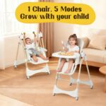 Silla alta convertible 6 en 1 con balancín | Silla alta de bebé para recién nacidos a niños pequeños (0-3 años) | Ajusta