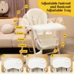 Silla alta convertible 6 en 1 con balancín | Silla alta de bebé para recién nacidos a niños pequeños (0-3 años) | Ajusta