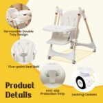 Silla alta convertible 6 en 1 con balancín | Silla alta de bebé para recién nacidos a niños pequeños (0-3 años) | Ajusta