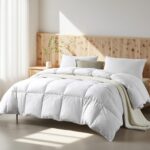 Edredón de plumas de algodón orgánico Farm To Home Blue Ridge Home Fashions FH-DC-64 tamaño King blanco para todas las e