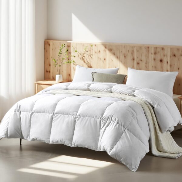 Edredón de plumas de algodón orgánico Farm To Home Blue Ridge Home Fashions FH-DC-64 tamaño King blanco para todas las e