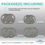 Fitvids Placas de peso estándar de hierro fundido de 1 pulgada que incluyen barra de barra estándar de 5 pies y cerradur