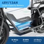 Hiboy U2 Pro Electric Scooter for Adults with Seat & Basket, 810W Motor, 25MPH & 34Mi Range, 16" All-Terrain Tires, Dual