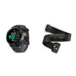 Reloj inteligente GPS Garmin Forerunner 970 titanio DLC gris carbón con banda blanca y monitor de frecuencia cardíaca HR