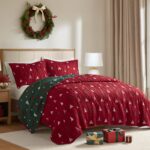 Colcha jacquard navideña reversible Madison Park MP13-8813 juego 3 piezas todas las estaciones King rojo