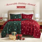 Colcha jacquard navideña reversible Madison Park MP13-8813 juego 3 piezas todas las estaciones King rojo
