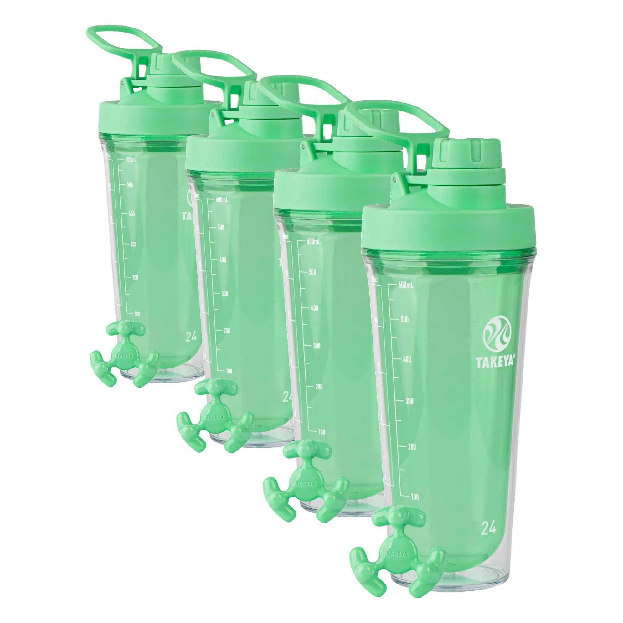 Version 1.0.0 Vaso Mezclador Shaker para Proteína Takeya 52526 Botella de Plástico sin BPA con Tapa de Boquilla Hermética a Prueba de