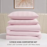 Juego de ropa de cama terciopelo a rayas Juicy Couture Jenny YMF Carpets JYZ032887 tamaño King 3 piezas color rosa