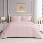 Juego de ropa de cama terciopelo a rayas Juicy Couture Jenny YMF Carpets JYZ032887 tamaño King 3 piezas color rosa