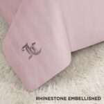 Juego de ropa de cama terciopelo a rayas Juicy Couture Jenny YMF Carpets JYZ032887 tamaño King 3 piezas color rosa