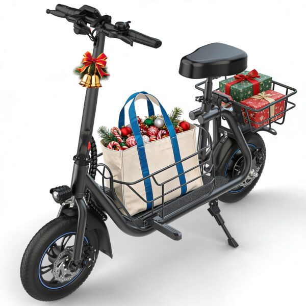 Gyroshoes C1S Electric Scooter for Adults with Seat & Large Basket, 550W Motor, 20 Mile Range, 19MPH, Foldable E-Scooter
