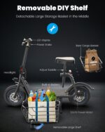 Gyroshoes C1S Electric Scooter for Adults with Seat & Large Basket, 550W Motor, 20 Mile Range, 19MPH, Foldable E-Scooter