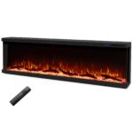 Chimenea eléctrica de 3 caras SIMOE AMSE661EF-60, 60", 12 colores de llama, 1500/750 W, control remoto, temporizador 8 h