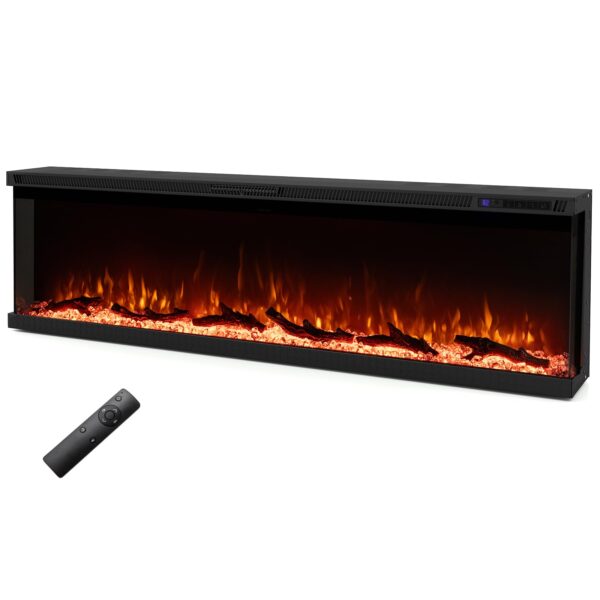 Chimenea eléctrica de 3 caras SIMOE AMSE661EF-60, 60", 12 colores de llama, 1500/750 W, control remoto, temporizador 8 h
