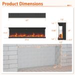 Chimenea eléctrica de 3 caras SIMOE AMSE661EF-60, 60", 12 colores de llama, 1500/750 W, control remoto, temporizador 8 h