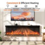 Chimenea eléctrica de 3 caras SIMOE AMSE661EF-60, 60", 12 colores de llama, 1500/750 W, control remoto, temporizador 8 h