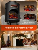 Chimenea Eléctrica Portátil DR. Infrared Heater DR-991, 1500 W, Efecto Llama 3D, Humidificador Integrado, Control Remoto