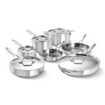 Batería de Cocina Calphalon Premier 2214228 Acero Inoxidable 5 Capas Turbo Heat Tech 12 Piezas Ollas y Sartenes Inducció