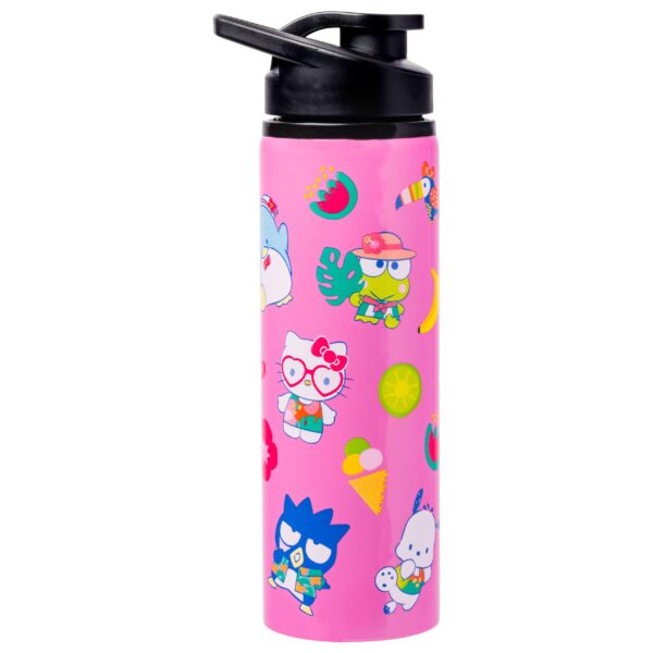 Botella de agua termo de acero inoxidable Silver Buffalo HK177391 Sanrio Hello Kitty Friends Tropical Keroppi Tuxedo Sam