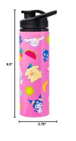 Botella de agua termo de acero inoxidable Silver Buffalo HK177391 Sanrio Hello Kitty Friends Tropical Keroppi Tuxedo Sam