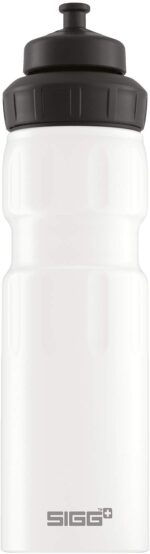Botella de agua deportiva SIGG 8237.00 metal blanca 25 oz sin BPA con tapa deportiva paquete de 6 piezas