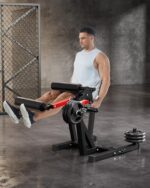 Extensión de piernas, máquina de flexión de piernas, capacidad de 700 libras, acero al carbono y piel sintética, equipo