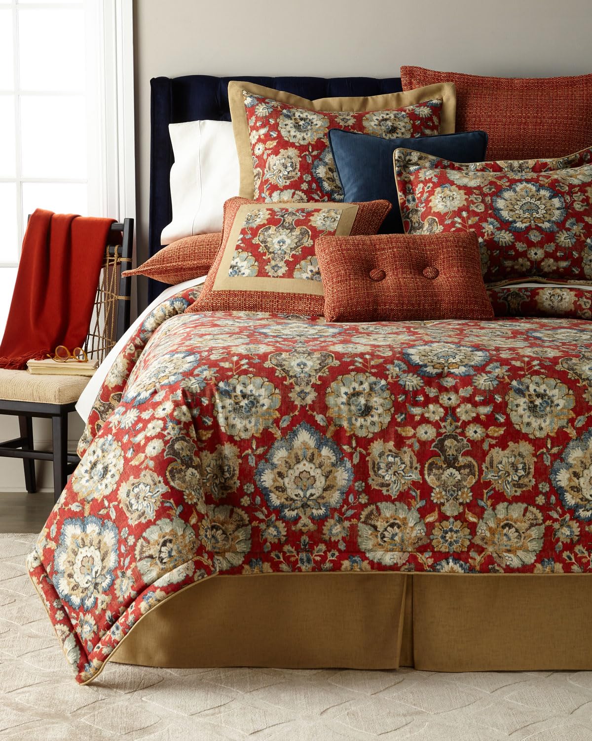 Version 1.0.0 Juego de edredón Nottingham Sherry Kline Pacific Coast Home Furnishings NG_3PC_CF 3 piezas Queen rojo rústico acolchado