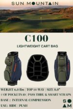 Sun Mountain Bolsa de golf ligera C100 para hombre, 14 vías, modelo 2026